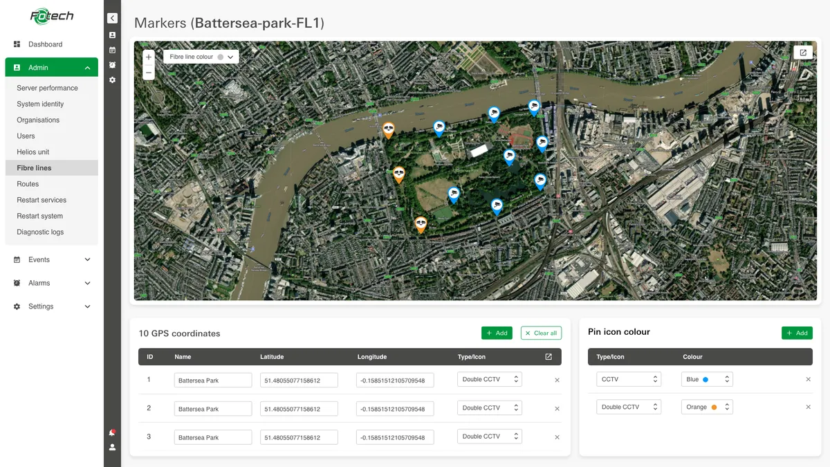 Screenshot of Fotech's LiveDetect insights platform.